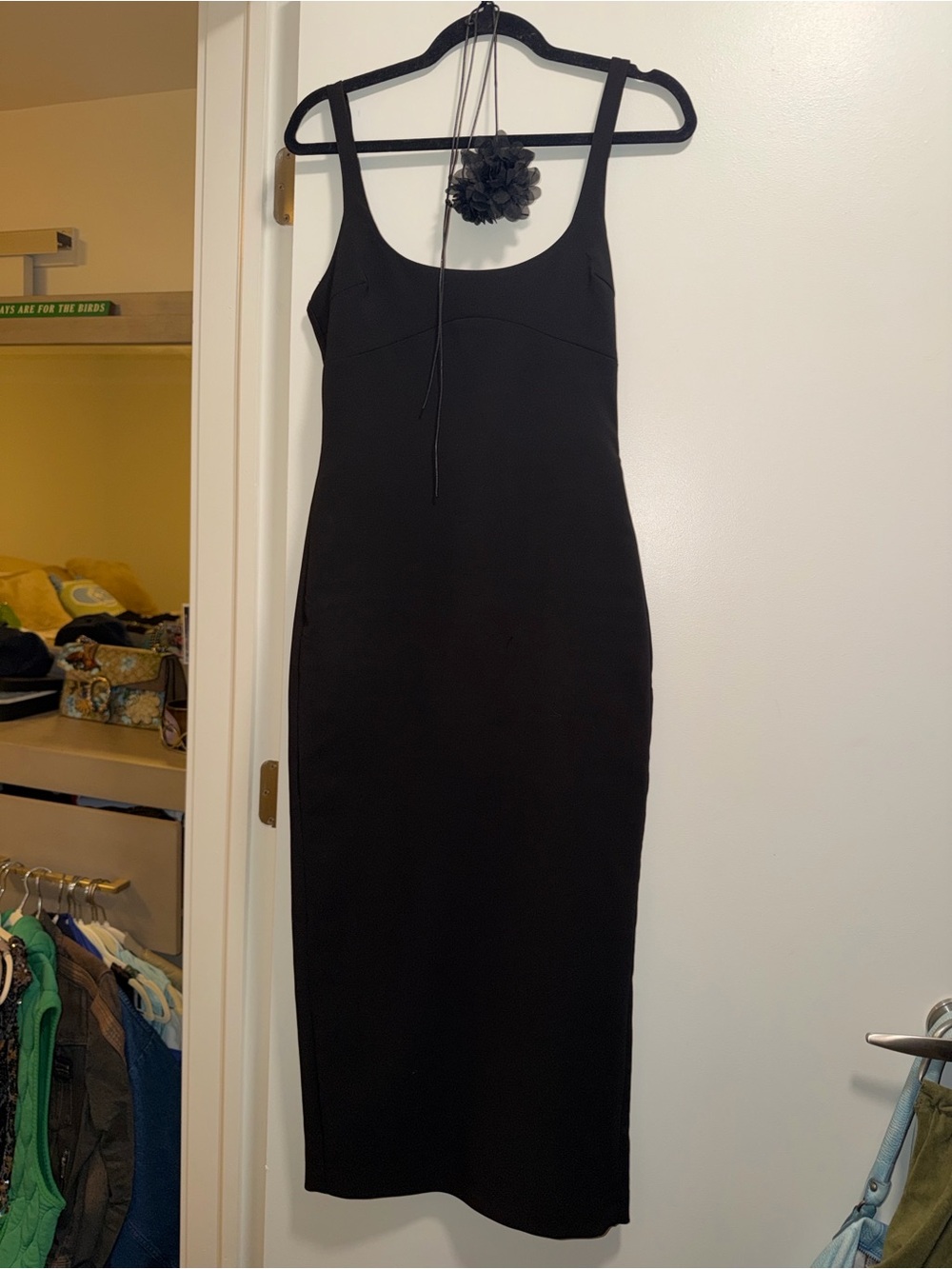 Zara Black Scoop Neck Bodycon Midi Dress